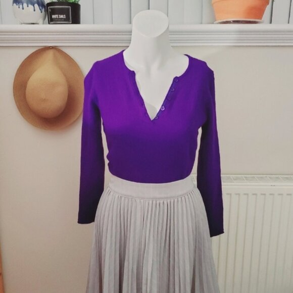 Vintage style Ellen Tracy 100٪ Extra Fine Merino Wool Purple Knit Sweater - Picture 14 of 14